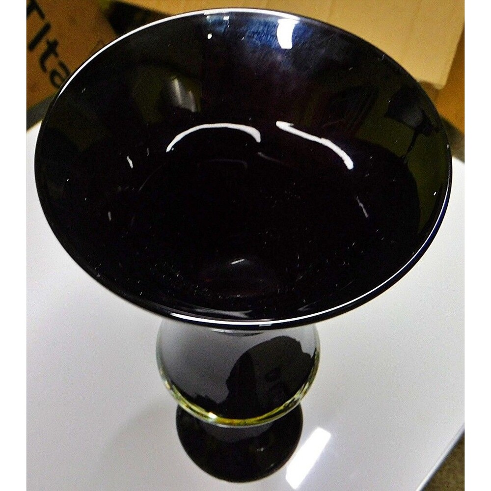 Vintage Black Amethyst Glass Baluster Vase Flared Compote Base Pedestal